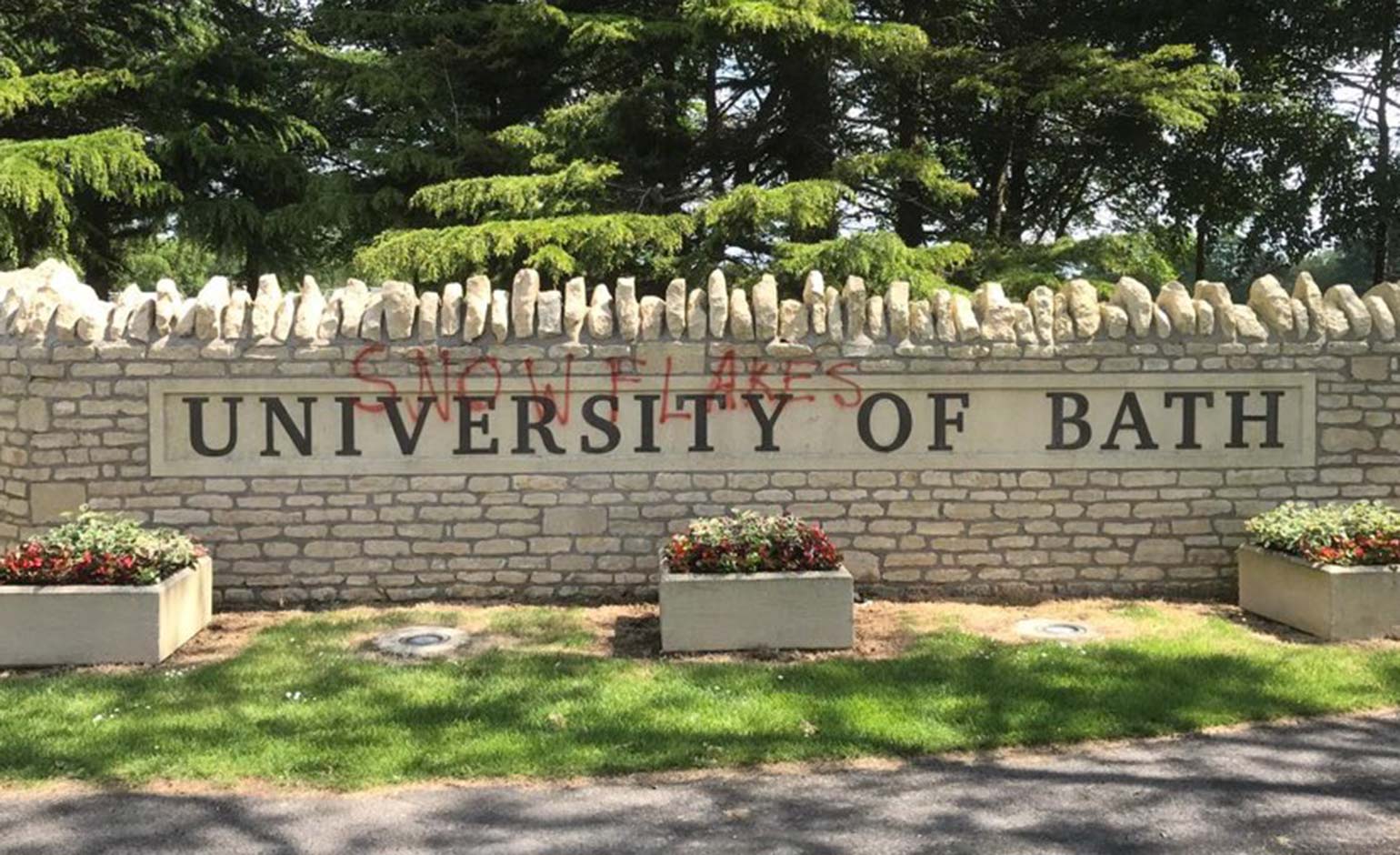 University of Bath 'disappointed' after 'snowflakes' graffitied on entrance  sign | Bath Echo